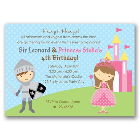 Princess And Knight Party Invitations Free Printable